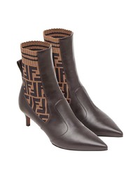 braune Leder Stiefeletten von Fendi