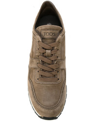 braune Leder Turnschuhe von Tod's