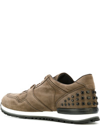 braune Leder Turnschuhe von Tod's