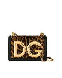 braune Leder Umhängetasche mit Leopardenmuster von Dolce & Gabbana
