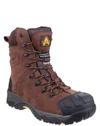 braune Lederarbeitsstiefel von Amblers Safety