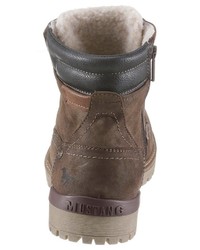 braune Lederarbeitsstiefel von Mustang Shoes