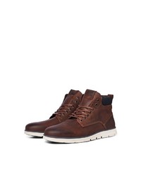 braune Lederfreizeitstiefel von Jack & Jones