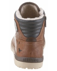 braune Lederfreizeitstiefel von Mustang Shoes