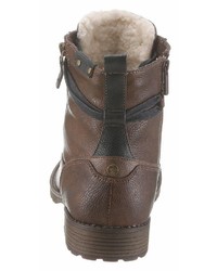 braune Lederfreizeitstiefel von Mustang Shoes