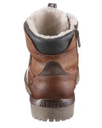 braune Lederfreizeitstiefel von Mustang Shoes