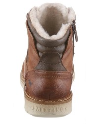 braune Lederfreizeitstiefel von Mustang Shoes