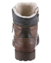 braune Lederfreizeitstiefel von Mustang Shoes