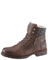 braune Lederfreizeitstiefel von Mustang Shoes