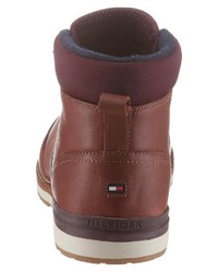 braune Lederfreizeitstiefel von Tommy Hilfiger