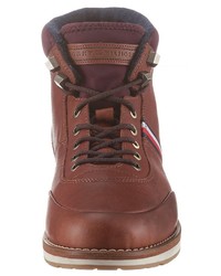 braune Lederfreizeitstiefel von Tommy Hilfiger