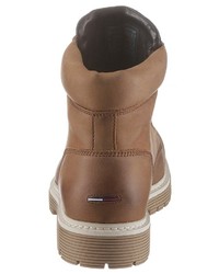 braune Lederfreizeitstiefel von Tommy Jeans