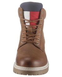 braune Lederfreizeitstiefel von Tommy Jeans