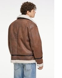 braune Lederlammfelljacke von Lindbergh