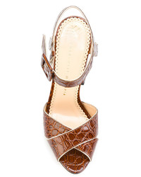 braune Ledersandalen von Charlotte Olympia