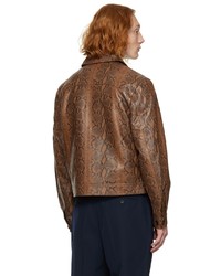 braune Shirtjacke aus Leder von Second/Layer
