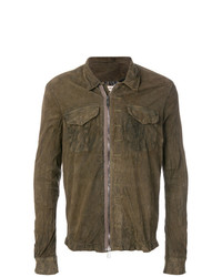 braune Shirtjacke aus Leder von Giorgio Brato
