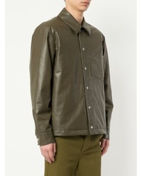 braune Shirtjacke aus Leder von MSGM