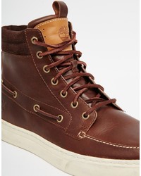 braune Lederstiefel von Timberland