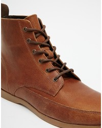 braune Lederstiefel von Asos