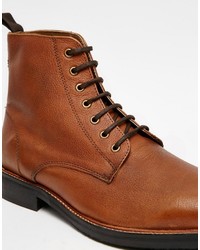 braune Lederstiefel von Asos