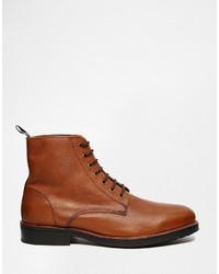 braune Lederstiefel von Asos