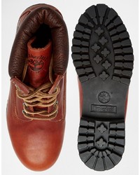 braune Lederstiefel von Timberland