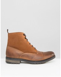 braune Lederstiefel von Asos