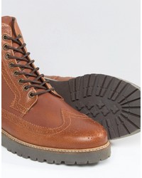 braune Lederstiefel von Fred Perry