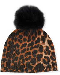 braune Mütze mit Leopardenmuster