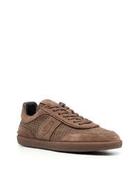 braune niedrige Sneakers mit Hahnentritt-Muster von Tod's