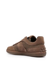 braune niedrige Sneakers mit Hahnentritt-Muster von Tod's