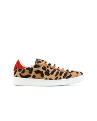 braune niedrige Sneakers mit Leopardenmuster von Dsquared2