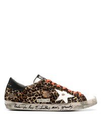 braune niedrige Sneakers mit Leopardenmuster von Golden Goose