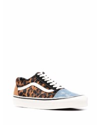 braune niedrige Sneakers mit Leopardenmuster von Vans