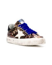 braune niedrige Sneakers mit Leopardenmuster von Golden Goose Deluxe Brand