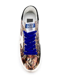 braune niedrige Sneakers mit Leopardenmuster von Golden Goose Deluxe Brand