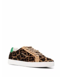 braune niedrige Sneakers mit Leopardenmuster von Palm Angels