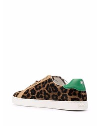 braune niedrige Sneakers mit Leopardenmuster von Palm Angels