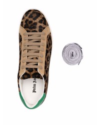 braune niedrige Sneakers mit Leopardenmuster von Palm Angels