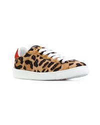 braune niedrige Sneakers mit Leopardenmuster von Dsquared2