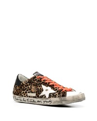 braune niedrige Sneakers mit Leopardenmuster von Golden Goose