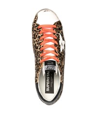 braune niedrige Sneakers mit Leopardenmuster von Golden Goose