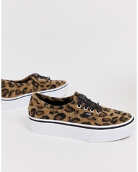 braune niedrige Sneakers mit Leopardenmuster von Vans