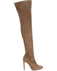 braune Overknee Stiefel aus Leder von Giuseppe Zanotti Design