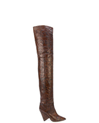 braune Overknee Stiefel aus Leder von Isabel Marant