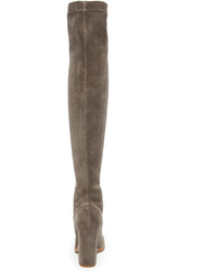 braune Overknee Stiefel aus Wildleder von Sol Sana