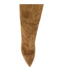 braune Overknee Stiefel aus Wildleder von Saint Laurent