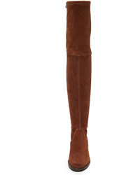 braune Overknee Stiefel aus Wildleder von Stuart Weitzman