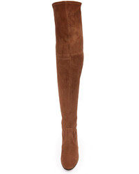 braune Overknee Stiefel aus Wildleder von Casadei